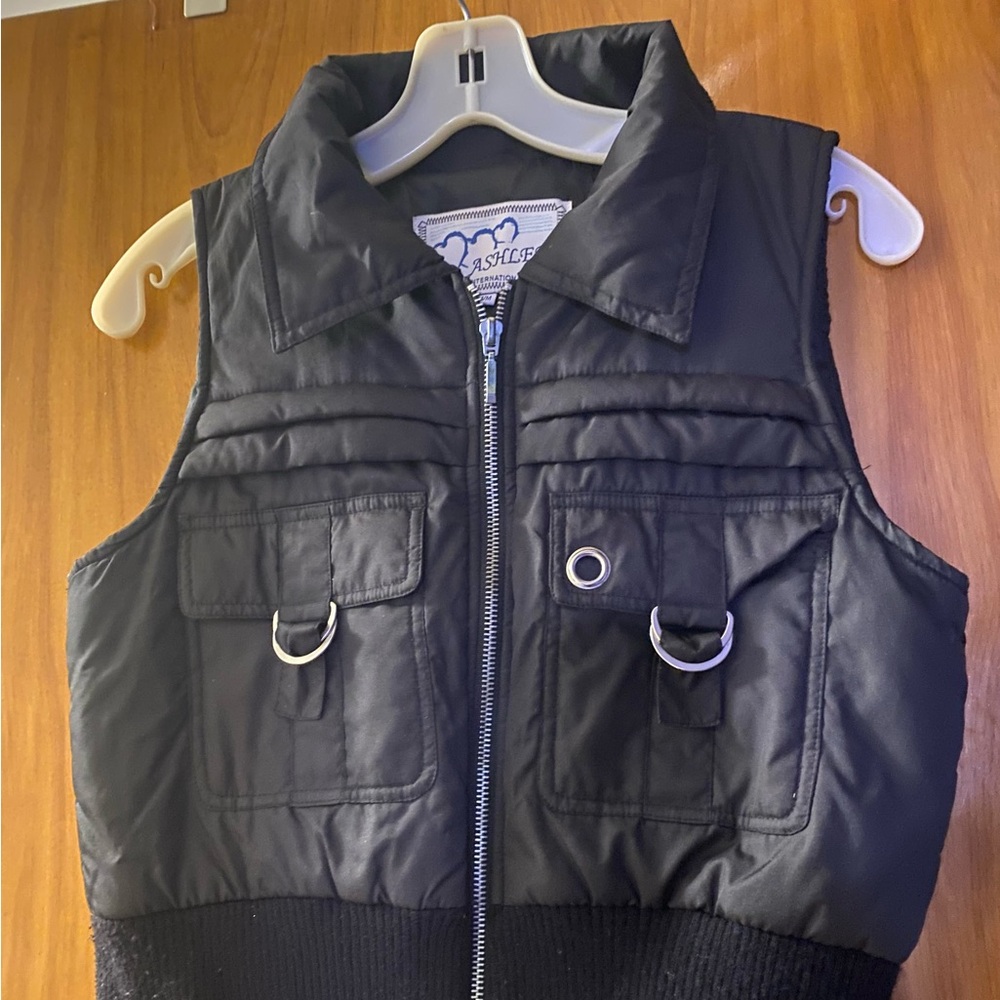 Black sleeveless Vest with Silver Accents